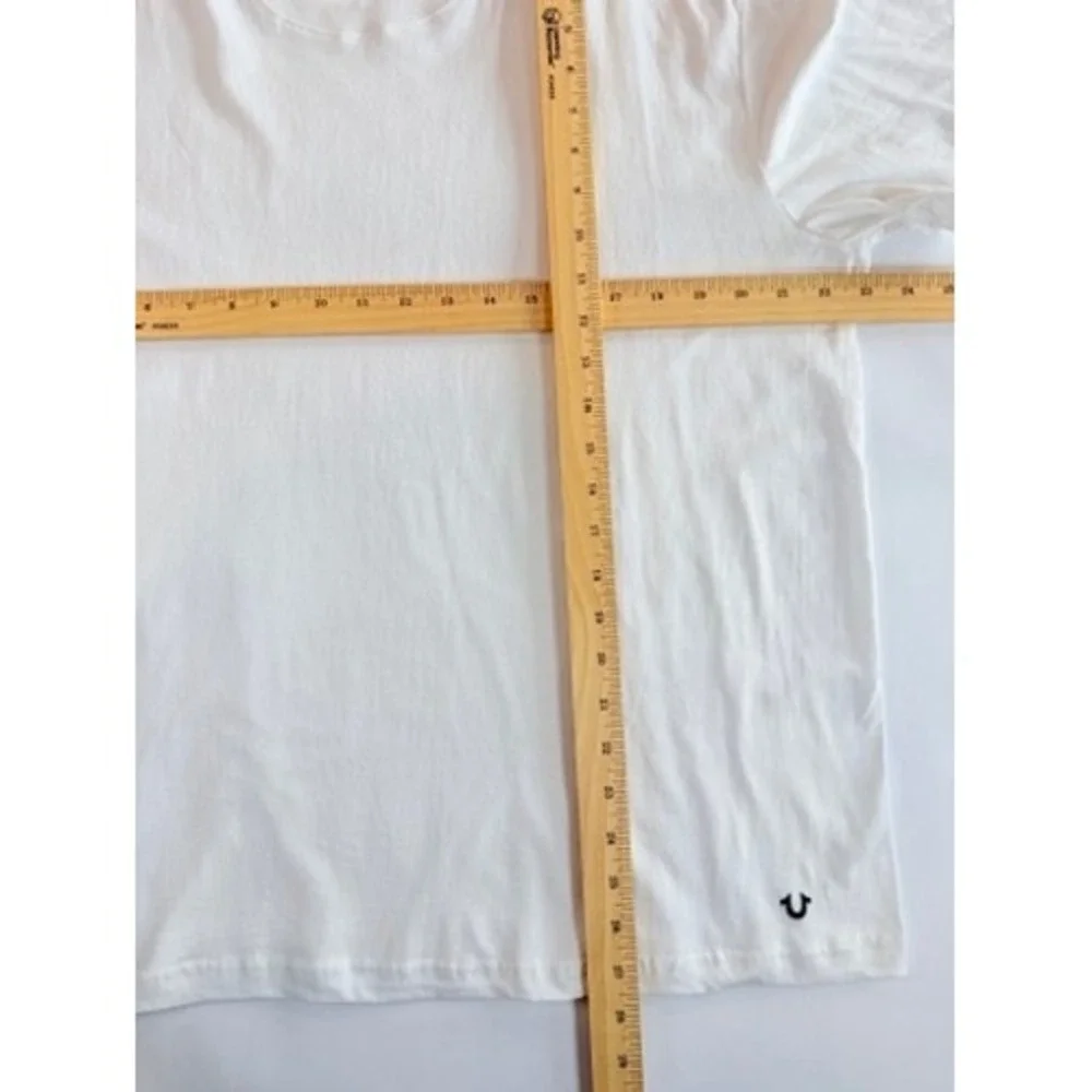 True Religion T-Shirt Mens Large White Horseshoe‎ Logo Short Sleeve